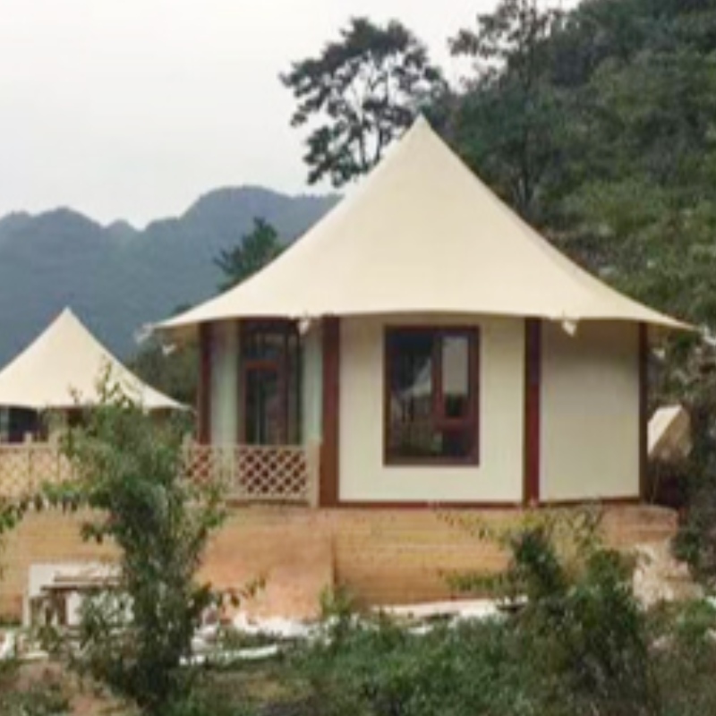 Tente préfabriquée de villa de structure de membrane de câble de panneau de silicate de calcium de maisons préfabriquées pour 2 personnes
